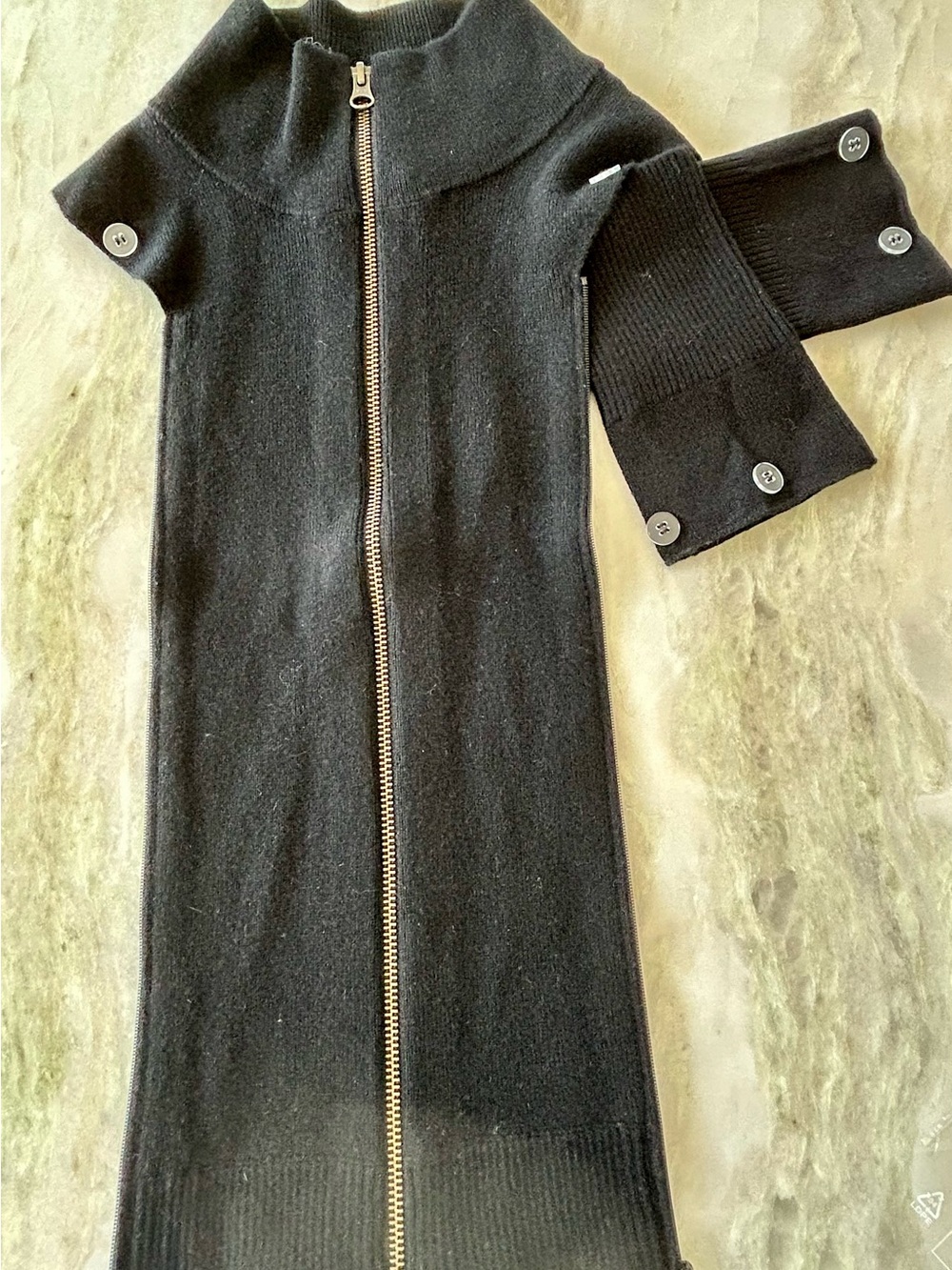 Veronica Beard Black Zip-Front Knit Dickey with Button-Tab Sleeves